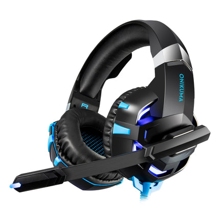 ONIKUMA K2A Over Ear Bass Stereo Surround Gaming Headphone with Microphone & LED Lights(Black Blue)-garmade.com