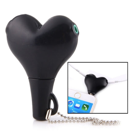 1 Male to 2 Females 3.5mm Jack Plug Multi-function Heart Shaped Earphone Audio Video Splitter Adapter with Key Chain for iPhone, iPad, iPod, Samsung, Xiaomi, HTC and Other 3.5 mm Audio Interface Electronic Digital Products(Black)-garmade.com