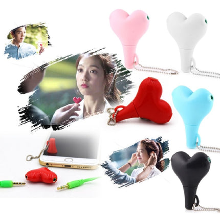 1 Male to 2 Females 3.5mm Jack Plug Multi-function Heart Shaped Earphone Audio Video Splitter Adapter with Key Chain for iPhone, iPad, iPod, Samsung, Xiaomi, HTC and Other 3.5 mm Audio Interface Electronic Digital Products(Pink)-garmade.com