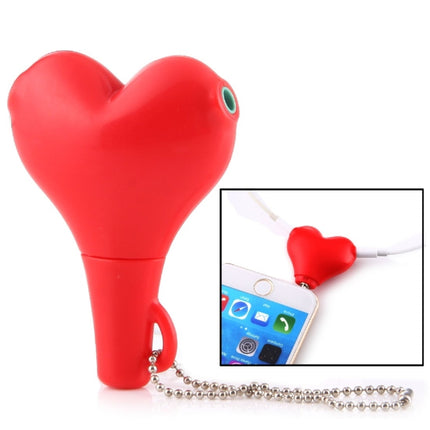 1 Male to 2 Females 3.5mm Jack Plug Multi-function Heart Shaped Earphone Audio Video Splitter Adapter with Key Chain for iPhone, iPad, iPod, Samsung, Xiaomi, HTC and Other 3.5 mm Audio Interface Electronic Digital Products(Red)-garmade.com