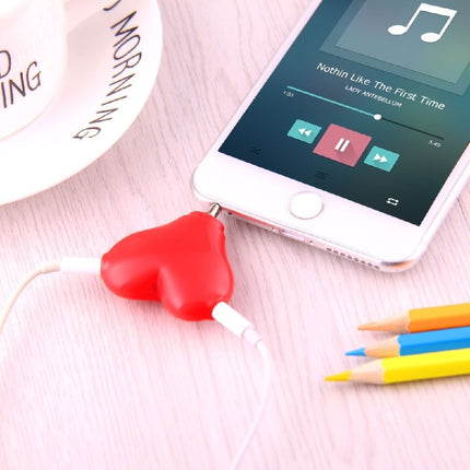1 Male to 2 Females 3.5mm Jack Plug Multi-function Heart Shaped Earphone Audio Video Splitter Adapter with Key Chain for iPhone, iPad, iPod, Samsung, Xiaomi, HTC and Other 3.5 mm Audio Interface Electronic Digital Products(Red)-garmade.com