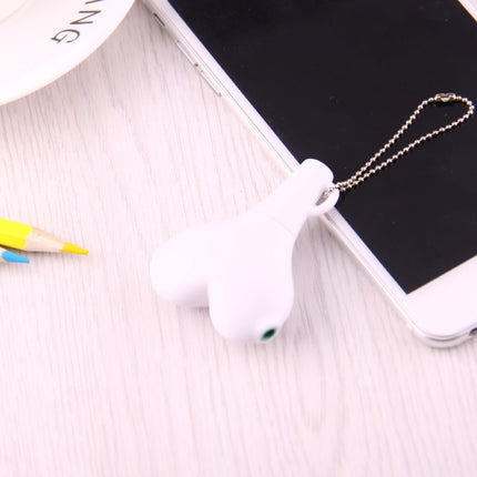 1 Male to 2 Females 3.5mm Jack Plug Multi-function Heart Shaped Earphone Audio Video Splitter Adapter with Key Chain (White)-garmade.com
