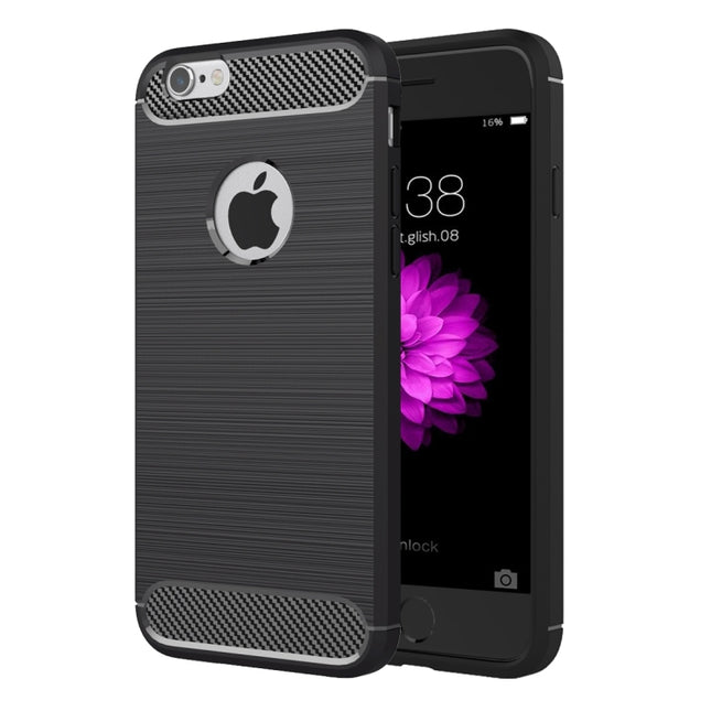 For iPhone 6 Plus & 6s Plus Brushed Texture Fiber TPU Rugged Armor Protective Case(Black)-garmade.com