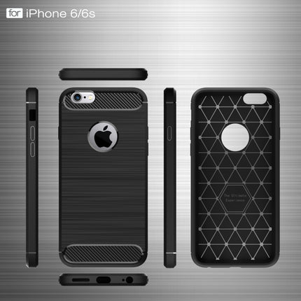 For iPhone 6 Plus & 6s Plus Brushed Texture Fiber TPU Rugged Armor Protective Case(Dark Blue)-garmade.com