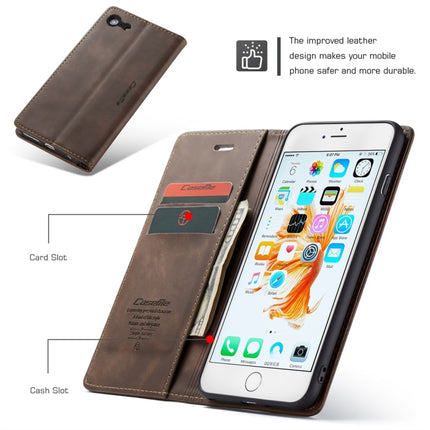 CaseMe-013 Multifunctional Retro Frosted Horizontal Flip Leather Case for iPhone 6 Plus / 6s Plus, with Card Slot & Holder & Wallet(Coffee)-garmade.com