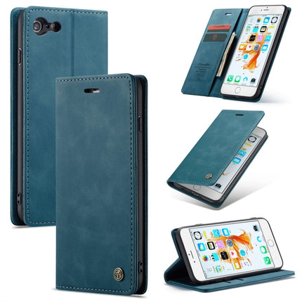 CaseMe-013 Multifunctional Retro Frosted Horizontal Flip Leather Case for iPhone 6 Plus / 6s Plus, with Card Slot & Holder & Wallet(Blue)-garmade.com