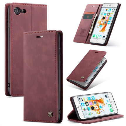CaseMe-013 Multifunctional Retro Frosted Horizontal Flip Leather Case for iPhone 6 Plus / 6s Plus, with Card Slot & Holder & Wallet(Wine Red)-garmade.com