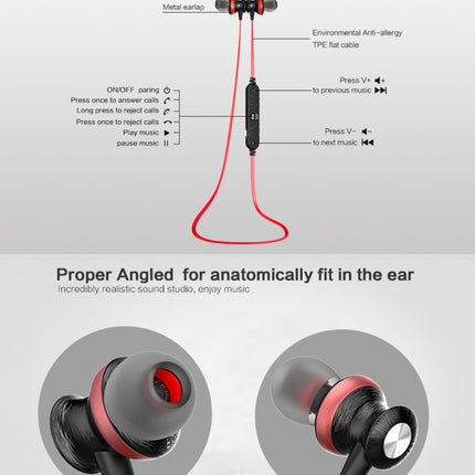 AWEI A980BL Wireless Sport Magnetic Bluetooth Earphone with Wire Control , Support Handfree Call(Green)-garmade.com