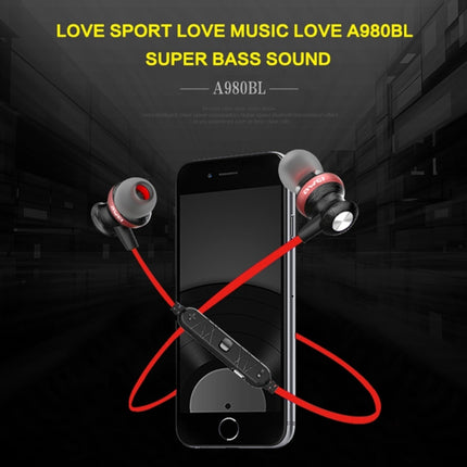 AWEI A980BL Wireless Sport Magnetic Bluetooth Earphone with Wire Control , Support Handfree Call(Green)-garmade.com