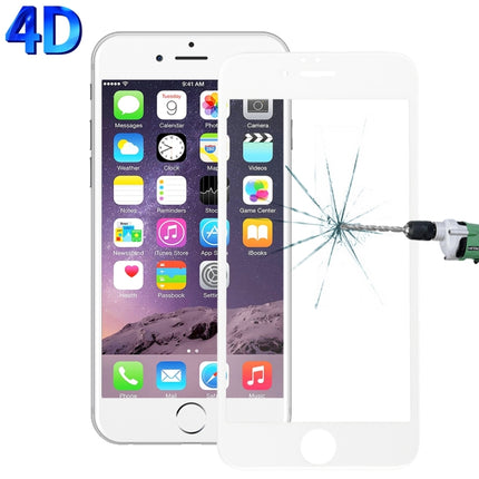 For iPhone 6 Plus & 6s Plus 0.26mm 9H Surface Hardness 4D Curverd Arc Explosion-proof HD Silk-screen Tempered Glass Full Screen Film (White)-garmade.com