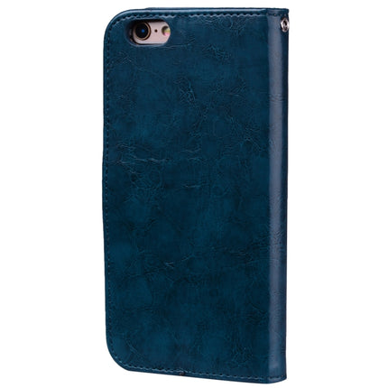 For iPhone 6 Plus & 6s Plus Business Style Oil Wax Texture Horizontal Flip Leather Case with Holder & Card Slots & Wallet (Blue)-garmade.com
