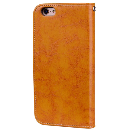 For iPhone 6 Plus & 6s Plus Business Style Oil Wax Texture Horizontal Flip Leather Case with Holder & Card Slots & Wallet (Yellow)-garmade.com
