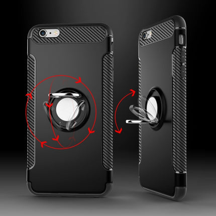 For iPhone 6 Plus & 6s Plus Magnetic 360 Degree Rotation Ring Armor Protective Case(Black)-garmade.com