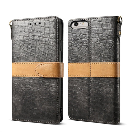 Splicing Color Crocodile Texture PU Horizontal Flip Leather Case for iPhone 6 Plus / 6s Plus, with Wallet & Holder & Card Slots & Lanyard (Grey)-garmade.com