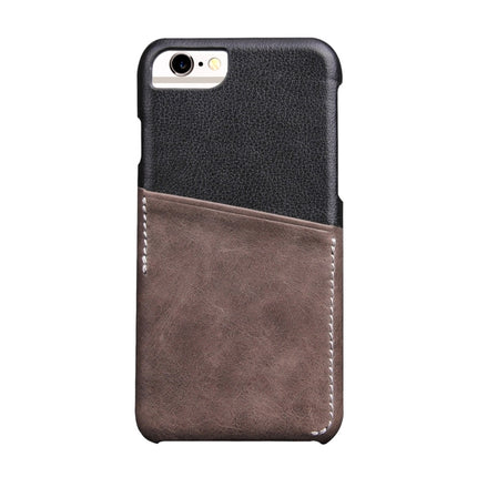 For iPhone 6 Plus & 6s Plus Genuine Cowhide Leather Color Matching Back Cover Case with Card Slot(Taupe)-garmade.com