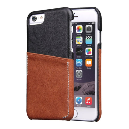 For iPhone 6 Plus & 6s Plus Genuine Cowhide Leather Color Matching Back Cover Case with Card Slot(Brown)-garmade.com
