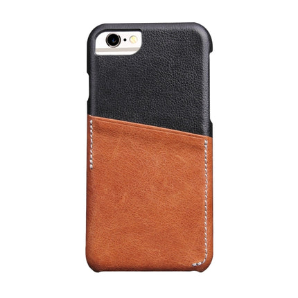 For iPhone 6 Plus & 6s Plus Genuine Cowhide Leather Color Matching Back Cover Case with Card Slot(Brown)-garmade.com