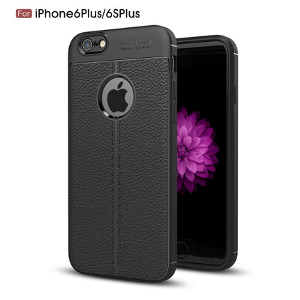For iPhone 6 Plus & 6s Plus Litchi Texture TPU Protective Back Cover Case (Black)-garmade.com