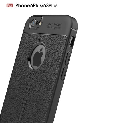 For iPhone 6 Plus & 6s Plus Litchi Texture TPU Protective Back Cover Case (Black)-garmade.com