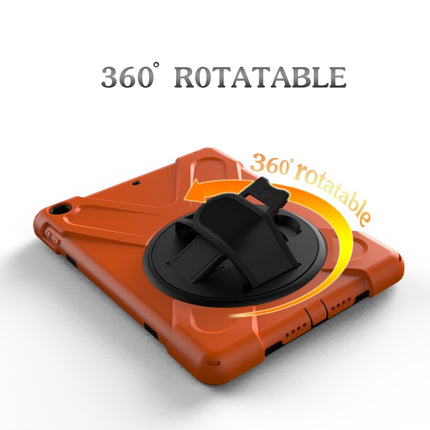 For iPad 9.7 inch (2017) 360 Degree Rotation PC + Silicone Protective Case with Holder & Hand-strap(Orange)-garmade.com