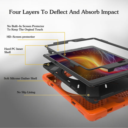 For iPad 9.7 inch (2017) 360 Degree Rotation PC + Silicone Protective Case with Holder & Hand-strap(Orange)-garmade.com