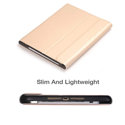 Detachable Bluetooth Keyboard + Horizontal Flip Leather Tablet Case with Holder & Pencil Holder for iPad Pro 9.7 inch, iPad Air, iPad Air 2, iPad 9.7 inch (2017), iPad 9.7 inch (2018) (Gold)-garmade.com