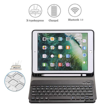Detachable Bluetooth Keyboard + Horizontal Flip Leather Tablet Case with Holder & Pencil Holder for iPad Pro 9.7 inch, iPad Air, iPad Air 2, iPad 9.7 inch (2017), iPad 9.7 inch (2018) (Blue)-garmade.com