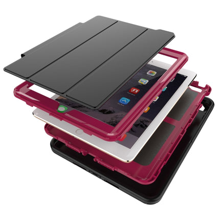 For iPad 9.7 (2018) & iPad 9.7 (2017) 3-fold Magnetic Protective Case with Smart Cover Auto-sleep & Awake Function(Magenta)-garmade.com