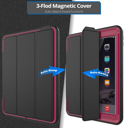 For iPad 9.7 (2018) & iPad 9.7 (2017) 3-fold Magnetic Protective Case with Smart Cover Auto-sleep & Awake Function(Magenta)-garmade.com
