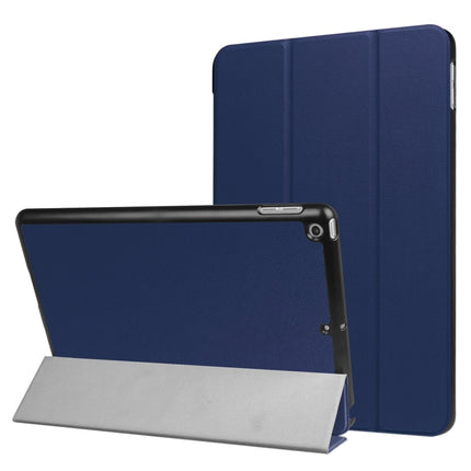 For iPad 9.7 (2018) & iPad 9.7 (2017) Custer Texture Horizontal Flip Leather Case with Three-folding Holder & Sleep / Wake-up Function(Dark Blue)-garmade.com