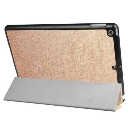 For iPad 9.7 (2018) & iPad 9.7 (2017) Custer Texture Horizontal Flip Leather Case with Three-folding Holder & Sleep / Wake-up Function(Gold)-garmade.com
