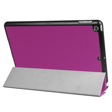 For iPad 9.7 (2018) & iPad 9.7 (2017) Custer Texture Horizontal Flip Leather Case with Three-folding Holder & Sleep / Wake-up Function(Purple)-garmade.com