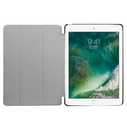 For iPad 9.7 (2018) & iPad 9.7 (2017) Cross Texture Painting Tower Pattern Horizontal Flip Leather Case with Three-folding Holder-garmade.com