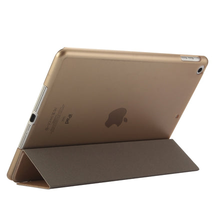 For iPad 9.7 (2018) & iPad 9.7 inch (2017) & iPad Air Silk Texture Horizontal Flip Leather Case with Three-folding Holder(Gold)-garmade.com