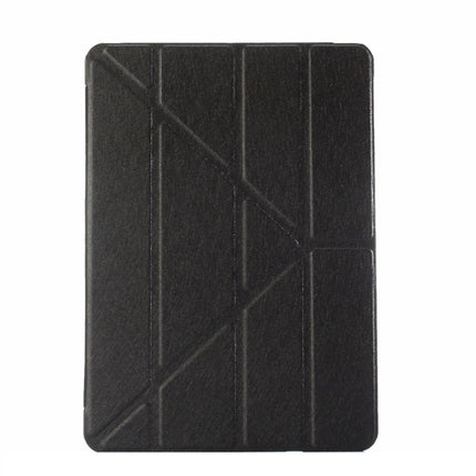 For iPad 9.7 (2018) & iPad 9.7 (2017) & iPad Air Silk Texture Horizontal Deformation Flip Leather Case with Three-folding Holder(Black)-garmade.com