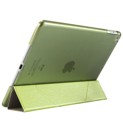 For iPad 9.7 (2018) & iPad 9.7 (2017) & iPad Air Silk Texture Horizontal Deformation Flip Leather Case with Three-folding Holder(Green)-garmade.com