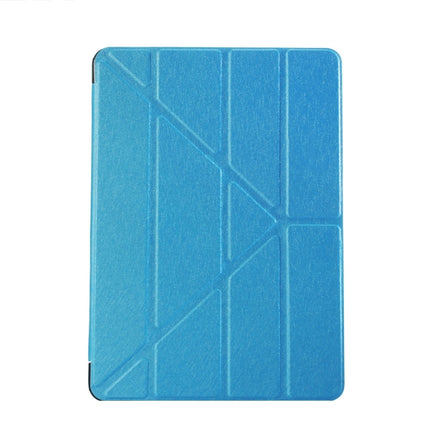 For iPad 9.7 (2018) & iPad 9.7 (2017) & iPad Air Silk Texture Horizontal Deformation Flip Leather Case with Three-folding Holder(Blue)-garmade.com