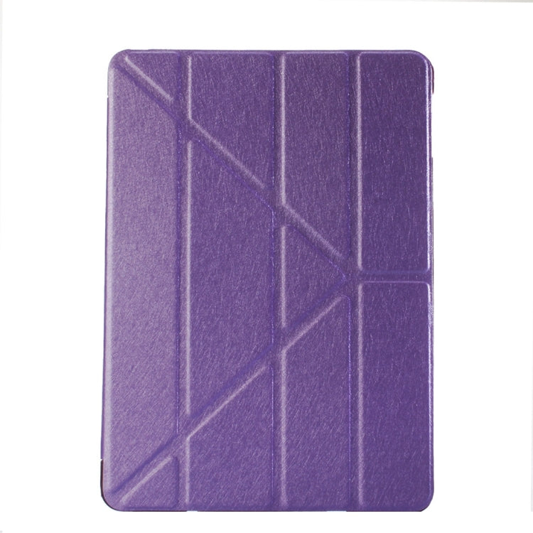For iPad 9.7 (2018) & iPad 9.7 (2017) & iPad Air Silk Texture Horizontal Deformation Flip Leather Case with Three-folding Holder(Purple)-garmade.com
