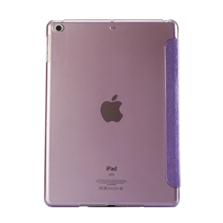 For iPad 9.7 (2018) & iPad 9.7 (2017) & iPad Air Silk Texture Horizontal Deformation Flip Leather Case with Three-folding Holder(Purple)-garmade.com