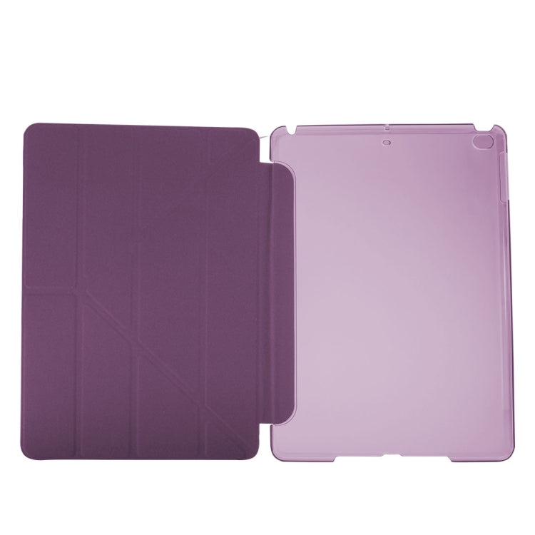 For iPad 9.7 (2018) & iPad 9.7 (2017) & iPad Air Silk Texture Horizontal Deformation Flip Leather Case with Three-folding Holder(Purple)-garmade.com