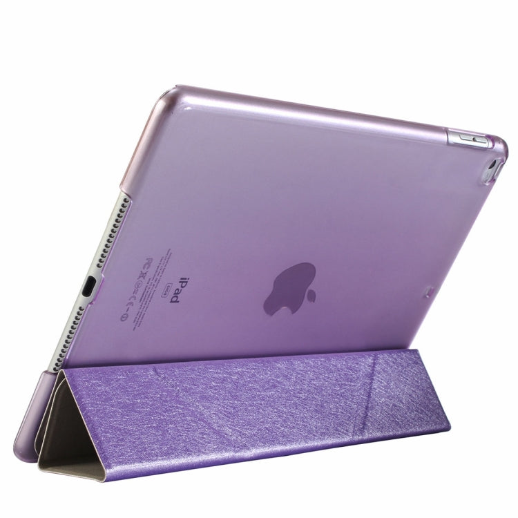 For iPad 9.7 (2018) & iPad 9.7 (2017) & iPad Air Silk Texture Horizontal Deformation Flip Leather Case with Three-folding Holder(Purple)-garmade.com