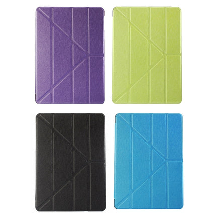 For iPad 9.7 (2018) & iPad 9.7 (2017) & iPad Air Silk Texture Horizontal Deformation Flip Leather Case with Three-folding Holder(Purple)-garmade.com
