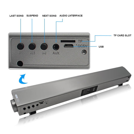 Soundbar LP-08 (CE0150) USB MP3 Player 2.1CH Bluetooth Wireless Sound Bar Speaker (Silver)-garmade.com
