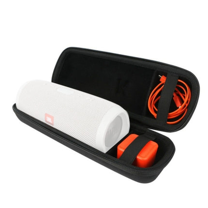 Hard PU Leather Portable Zipper Bluetooth Speaker Protective Case Shoulder Bag for JBL Charge 3 Bluetooth Speaker(Black)-garmade.com