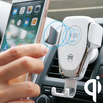 C6 Gravity Induction Car Qi Wireless Charger Fast Charging Air Vent Phone Holder(White)-garmade.com