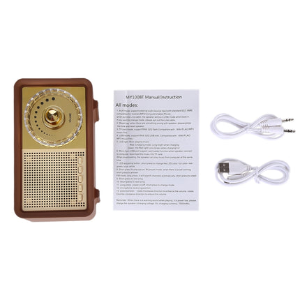 MY100BT Retro Stereo Wireless Bluetooth Speaker, Support TF Card / AUX / U Disk / FM-garmade.com