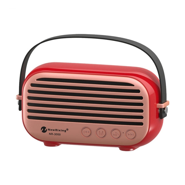 NewRixing NR-3000 Stylish Household Bluetooth Speaker with Hands-free Call Function, Support TF Card & USB & FM & AUX(Red)-garmade.com