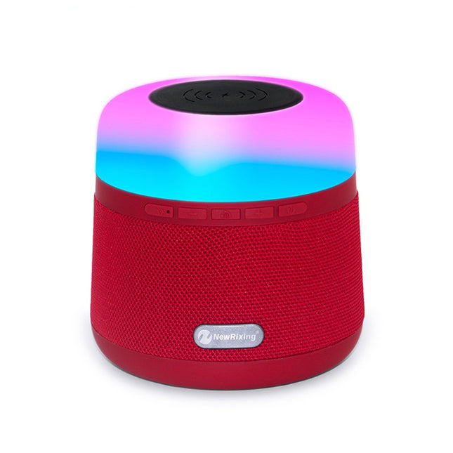 NewRixing NR-3500 Multi-function Atmosphere Light Wireless Charging Bluetooth Speaker with Hands-free Call Function, Support TF Card & USB & FM & AUX (Red)-garmade.com