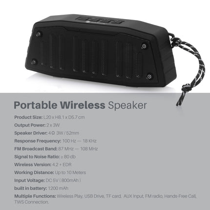 NewRixing NR-4019 Outdoor Portable Bluetooth Speaker with Hands-free Call Function, Support TF Card & USB & FM & AUX (Black)-garmade.com