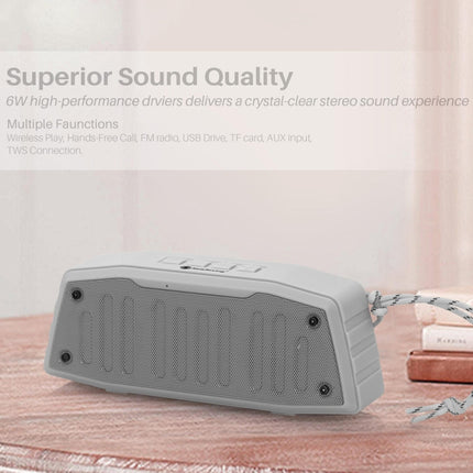 NewRixing NR-4019 Outdoor Portable Bluetooth Speaker with Hands-free Call Function, Support TF Card & USB & FM & AUX (Grey)-garmade.com